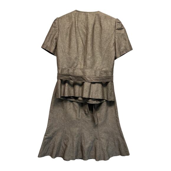 Tahari Linen Blend Skirt Suit Set Short Sleeve Belted Blazer & Flared Skirt Sz 6 - Picture 11 of 15